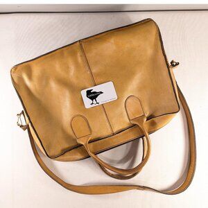 Vintage caramel leather crossbody laptop bag, 1970s 2-way bag business attache